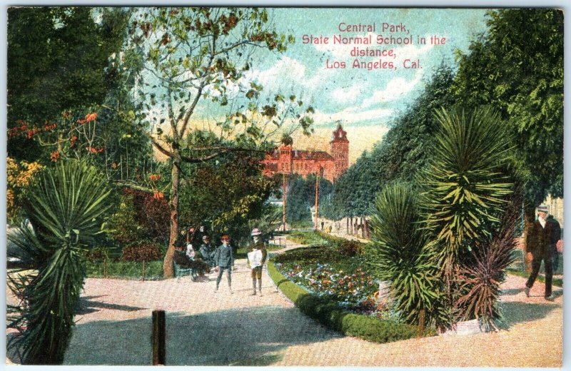 c1910 Los Angeles, CA Central park State Normal School Walkway Path Postcard A82