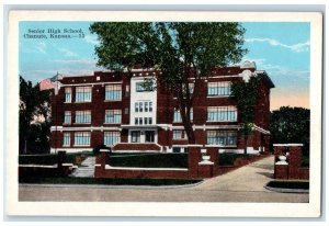 Senior High School Building Exterior Scene Chanute Kansas KS Vintage Postcard 