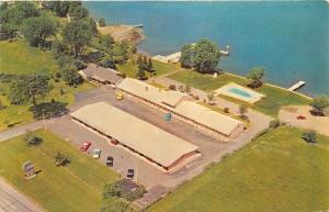 Ogdensburg New York~Morley's Motel Aerial View~St Lawrence River~Pool~1973 Pc