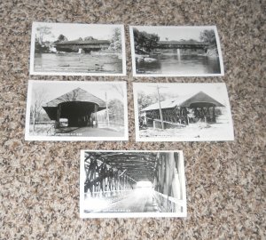 Lot Of 5 West Hopkinton NH New Hampshire Covered Bridge Real Photo RPPC Postcard