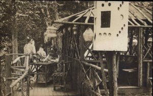 Newton Junction NH Japanese Log Bldg & Geisha Women Real Photo Postcard