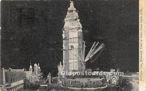 Bird's Eye View, Dreamland Tower at Night Coney Island, NY, USA Amusement Par...