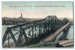 c1910 Bird's Eye View Hull Quebec Interprovincial Bridge Ottawa Canada Postcard