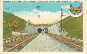 Windsor Ontario Canada Entrance to Michican Central RR Tunnel 1923 WB Postcard