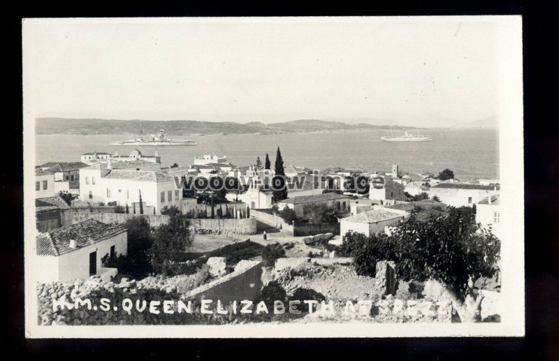 WL1916 - Royal Navy Warship - HMS Queen Elizabeth at Spezzi - postcard 