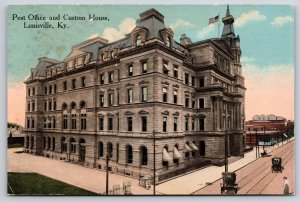 Louisville Kentucky~Post Office & Custom House~4 Stories~Vintage Autos~Vtg PC
