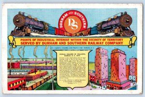 c1944 Durham North Carolina NC Vintage Postcard Chamber Commerce Railway Company