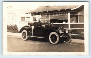 RPPC, SF BAY AREA?, California  San Francisco PENNANT on OLD CAR c1910s Postcard