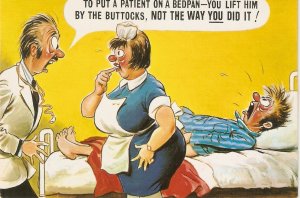 To put a petient on a bedpan.. Bamforth Comic series PC # 2174L. Conntinental