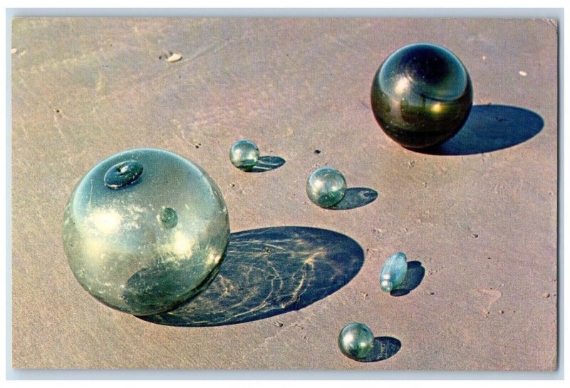 1965 Glass Floats Balls Japanese Russian Fishing Nets Ocean Beaches  Postcard