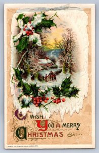 K8/ John Winsch Artist Signed Postcard c1910 Christmas Greetings Opens 377