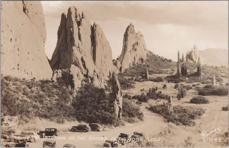 RPPC Postcard Vista of the Interior Garden of the Gods CO Colorado