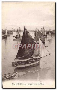 Old Postcard Boat fishing Granville Departure for fishing