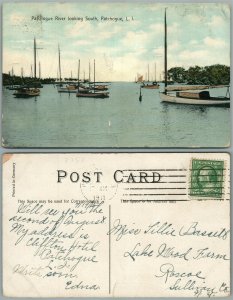 LONG ISLAND PATCHOGUE RIVER N.Y. 1911 ANTIQUE POSTCARD