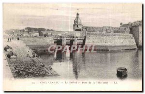 Old Postcard Concarneau The Belfry and close Bridge City