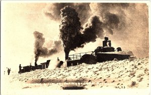 RPPC Postcard SS Chief Wawatam Railroad Car Ferry Adrift in Ice Mackinac MI