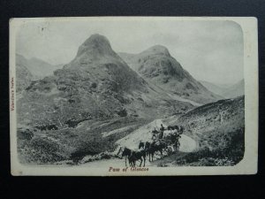 Scotland GLENCOE The Pass showing COACH & HORSES c1902 UB Postcard by Valentine