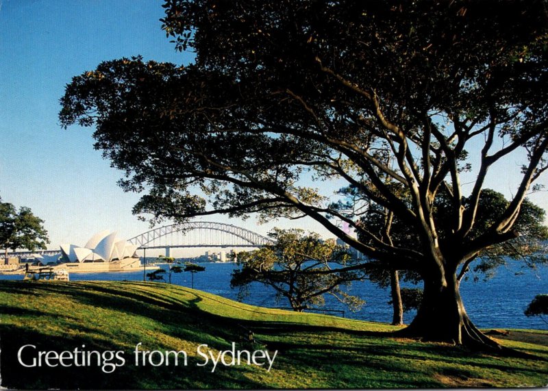 Australia Sydney Greetings Showing Opera House and Harbour Bridge From Royal ...