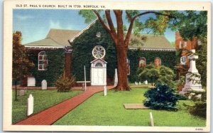 Postcard - Old St. Paul's Church (Episcopal) - Norfolk, Virginia