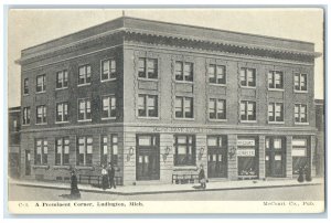 c1910's A Prominent Corner First National Ludington Michigan MI Antique Postcard