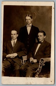 Postcard RPPC c1910s Studio Photo Of Three Men Bowties