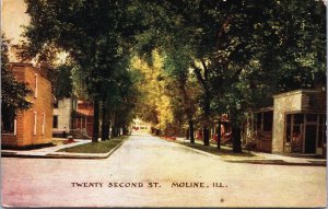 USA Twenty Second Street Moline Illinois Vintage Postcard C033