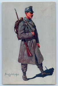 Aluschwitz Korettski Signed Postcard WWI Austria Military 1915 Posted Antique