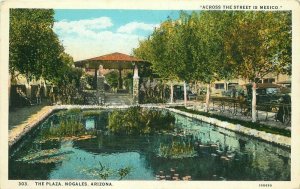 Herz Teich Reflection Pool 1920s The Plaza Nogales Arizona Postcard 21-1220