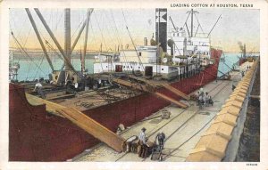 Steamer Loading Cotton Houston Texas 1920s postcard