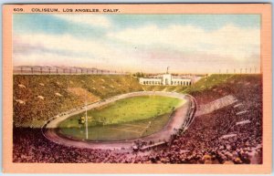 c1940s Los Angeles, CA Coliseum Stadium Football Game Crowd LA Linen PC A330