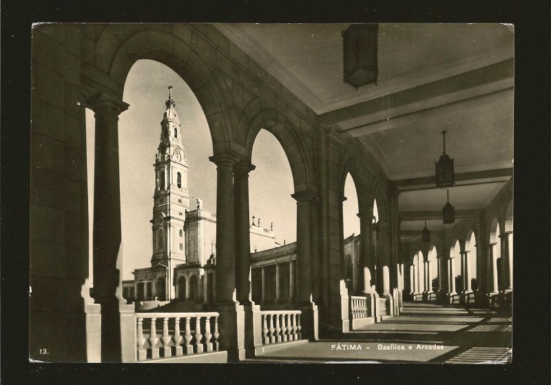 Postmarked 1960 Fatima Portugal Fatima Basilica Arcate Real Photo Postcard