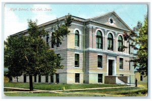 c1910's High School Exterior Trees Red Oak Iowa IA Unposted Vintage Postcard