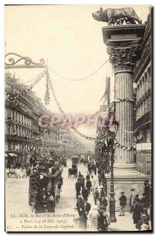 Old Postcard Paris The King and Queen of & # 39Italie in Paris in October 190...