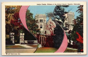 Omaha NE~Joslyn Castle~School Board Offices~Towers~Castellated~Linen 1946 PC