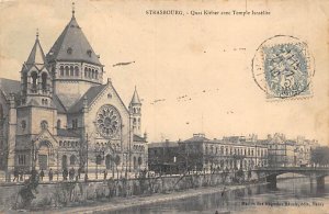 Quai Kleber avec Temple Israelite Strasbourg Judaic 1910 postal marking on front