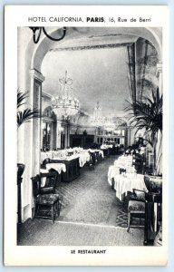 PARIS, FRANCE ~ Interior LE RESTAURANT at HOTEL CALIFORNIA  Postcard