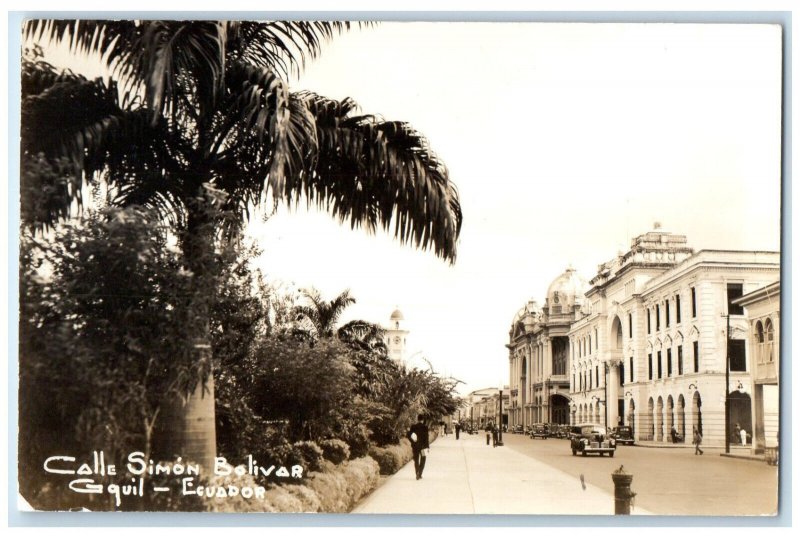 c1950's Calle Simon Bolivar Guayaquil Ecuador Vintage Unposted Postcard