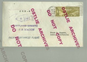 Portland OREGON 1934 U.S.S. MACON Flight AIRSHIP ZRS-5 Balloon Zeppelin EVENT C