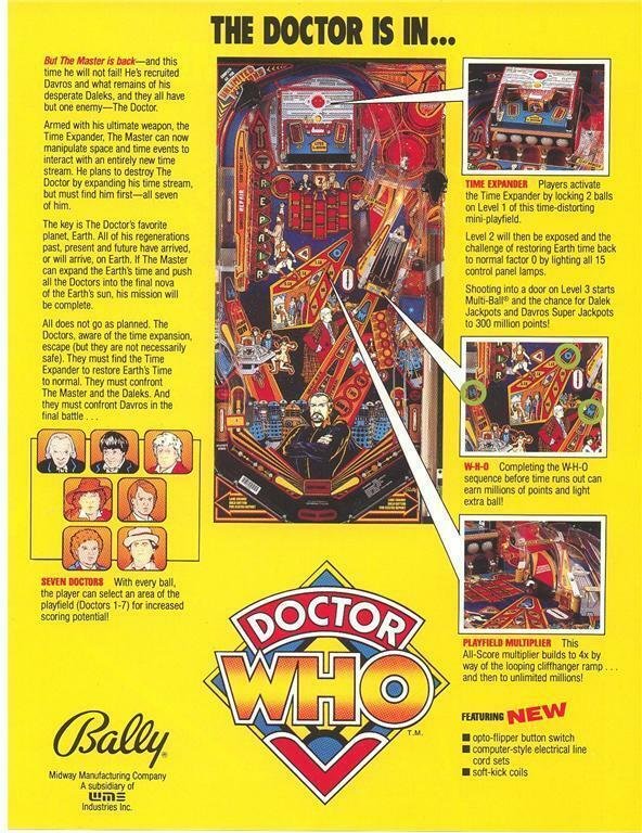 Doctor Who Pinball FLYER Original NOS Artwork Promo Daleks Dr Tardis Sci-Fi 1992