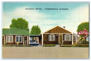 c1940s Colonial Motel Exterior Roadside Thermopolis Wyoming WY Unposted Postcard