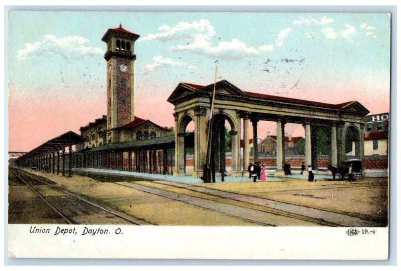 1909 Railway View Train Station Union Depot Dayton Ohio OH Antique Postcard