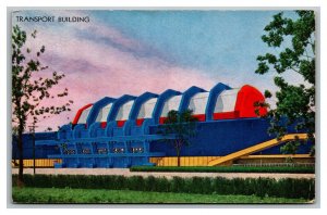 Vintage 1933 Postcard Red White & Blue Transport Building Chicago World's Fair