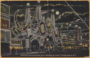 Coney Island, N.Y., Entrance to Luna Park, Surf Avenue by Night - 1932