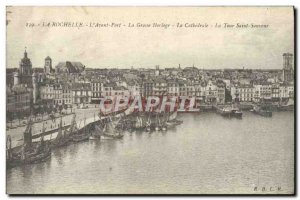 Old Postcard La Rochelle L & # 39Avant Port The Big Clock The Cathedral Boat