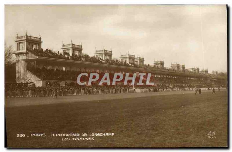 Postcard Old Horse Riding Equestrian Paris Longchamp Racecourse grandstands