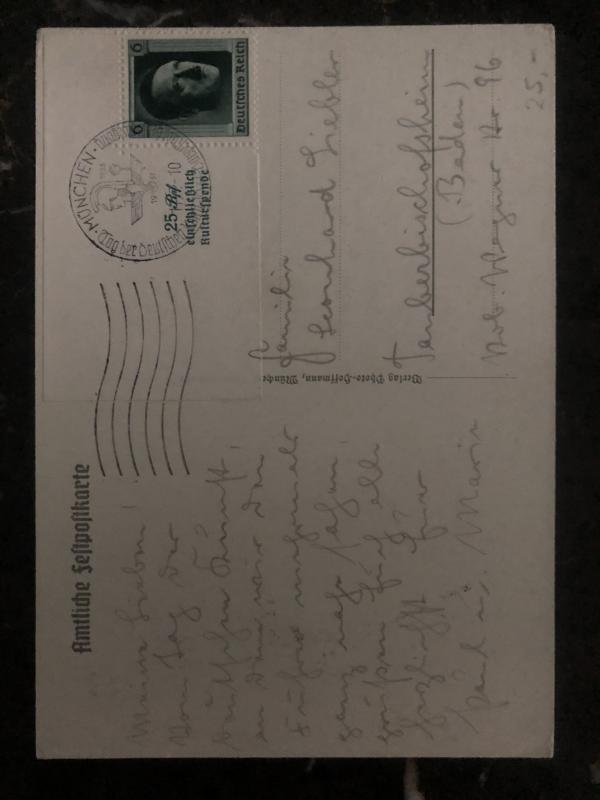 1937 Munich Germany Postcard  Propaganda cover Day of german art festival