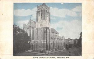 Sunbury Pennsylvania Zions Lutheran Church Street View Antique Postcard K50816 