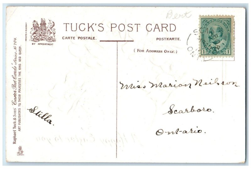 c1910's Easter Flowers Farm Tuck's Embossed Scarboro Ontario Canada Postcard 