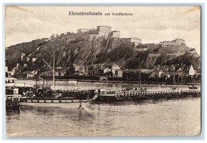 c1910 Ehrenbreitstein Fortress With Ship Bridge Koblenz Germany Posted Postcard