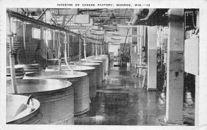 Monroe Wisconsin 1947 Postcard Interior Of Cheese Factory